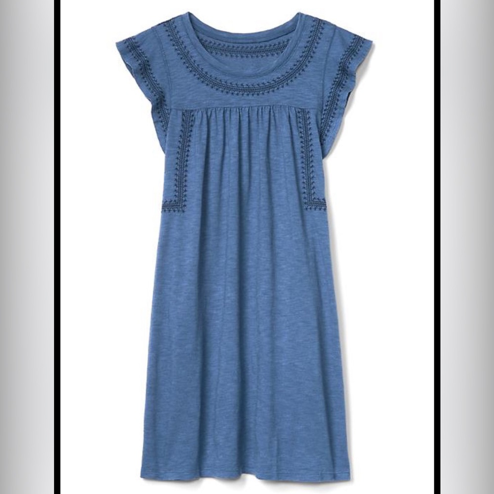 Embroidered slub jersey swing dress